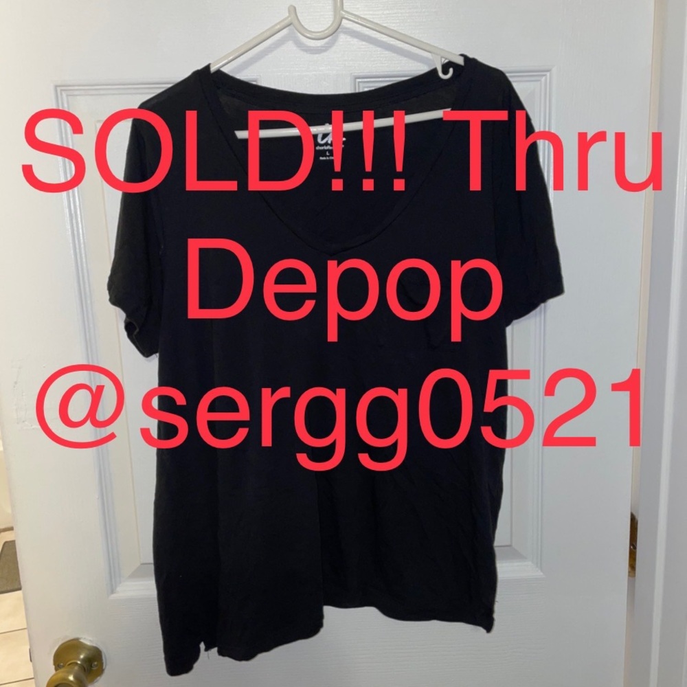 Charlotte Russe Black V-Neck T-Shirt